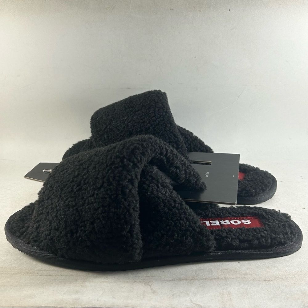 Sorel Go Mail Run Womens Faux Fur Slippers Black Size 10 - Picture 3 of 7